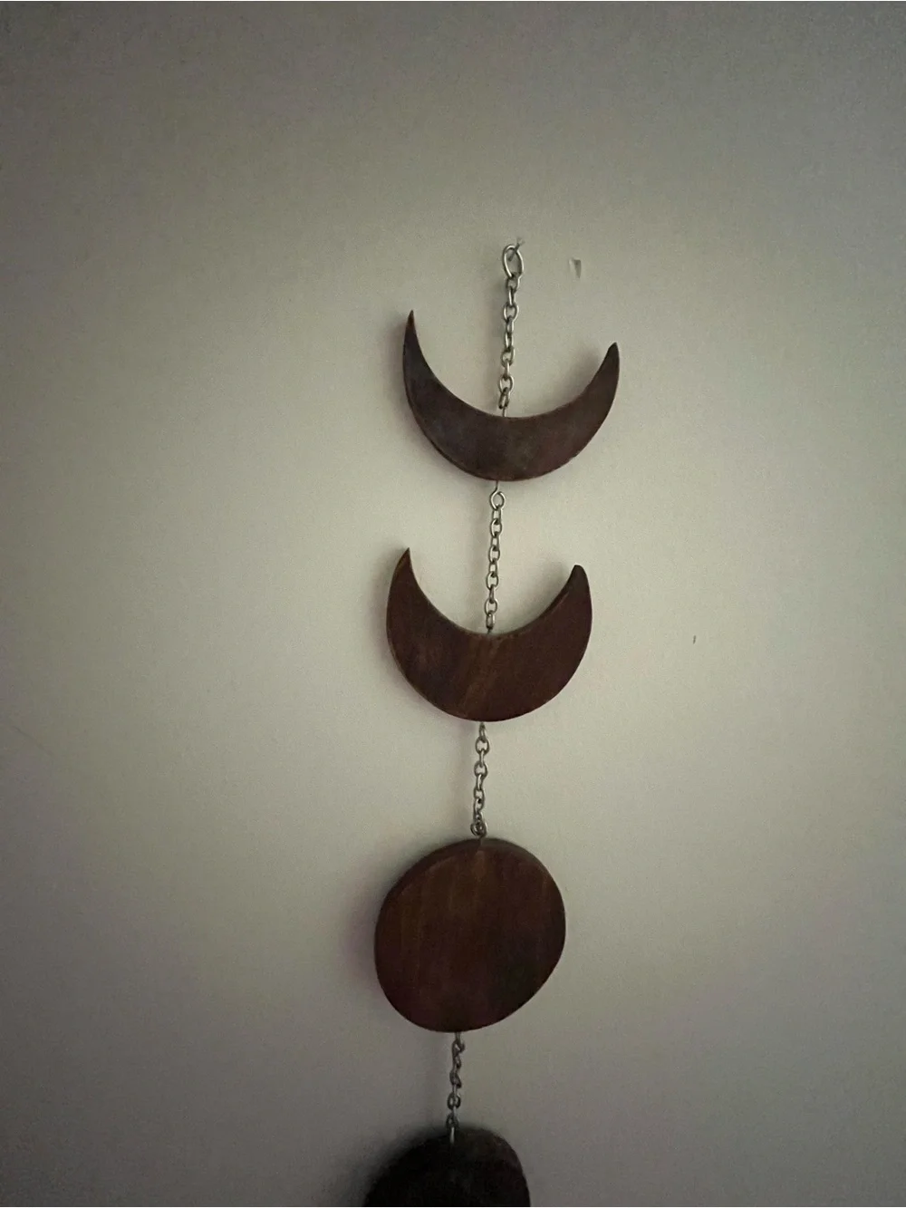 Boho Wooden Moon Phase Wall Hanging in Dark Brown